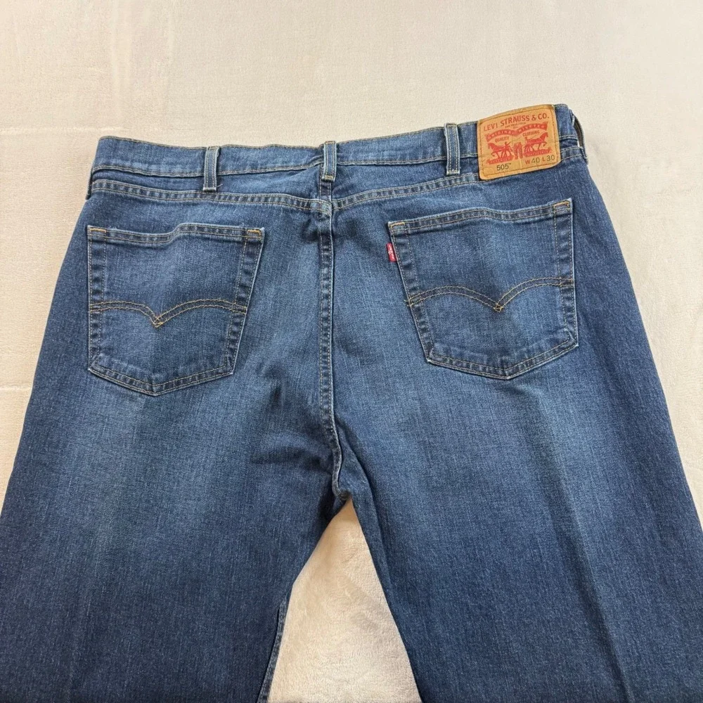 Levis 505 Regular Fit‎ Jeans Mens 40x30 Blue Denim Straight Leg Pants Classic